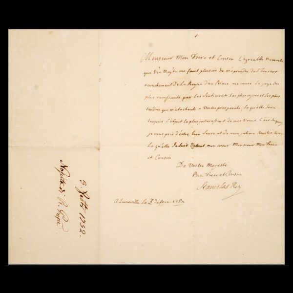 King of Poland Stanislaw I Signed Autograph Royal Document Letter to Ferdinand I