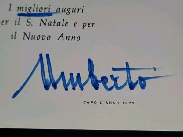 1974 King of Italy Umberto II Signed Christmas Card Italian Royalty Autograph IT - Image 2