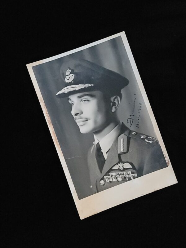 1957 King Jordan Hussein Signed Royal Photo Postcard Document Jordanian Royalty - Image 4