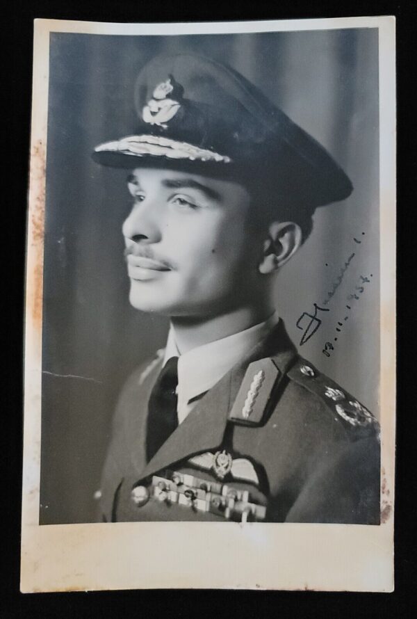 1957 King Jordan Hussein Signed Royal Photo Postcard Document Jordanian Royalty - Image 16