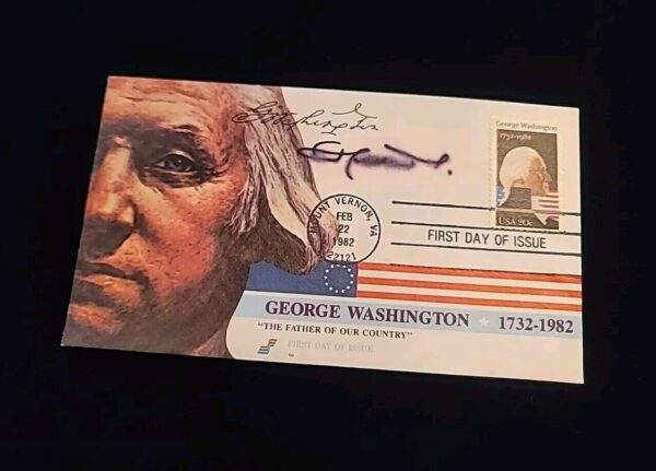 1982 Jordan King Hussein Signed Autograph FDC Envelope George Washington Royalty - Image 3