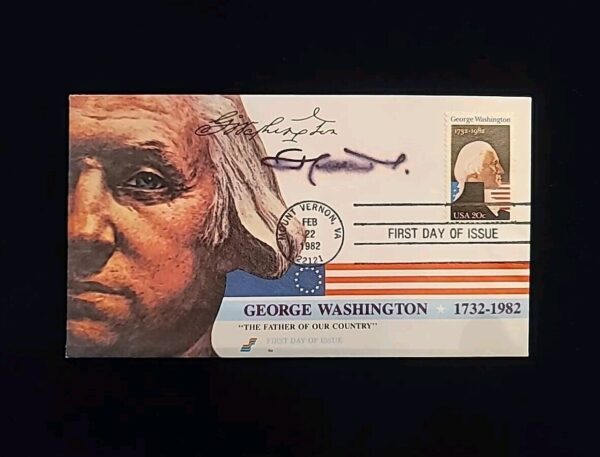 1982 Jordan King Hussein Signed Autograph FDC Envelope George Washington Royalty - Image 5