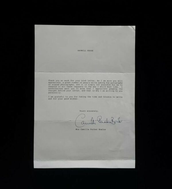 Rare British Royalty Duchess Cornwall Camilla Parker Bowles Signed Royal Letter