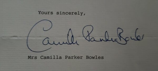 Rare British Royalty Duchess Cornwall Camilla Parker Bowles Signed Royal Letter - Image 2