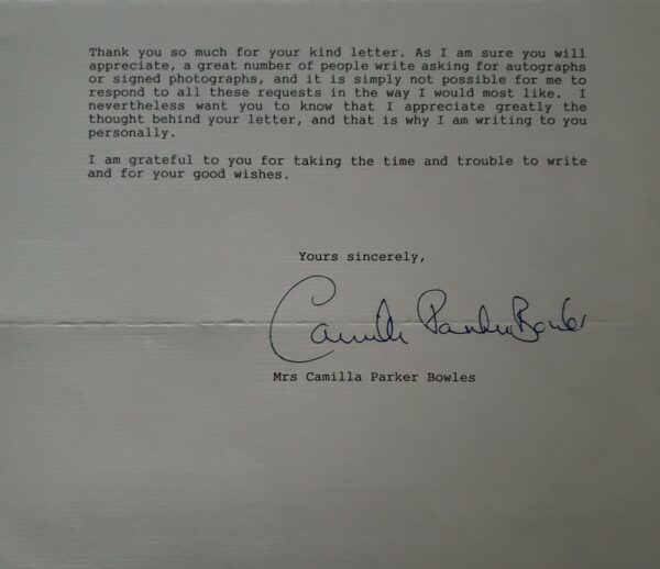 Rare British Royalty Duchess Cornwall Camilla Parker Bowles Signed Royal Letter - Image 4