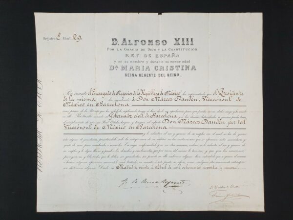 Queen of Spain Maria Cristina Signed Autographed Royal Document Spanish Royalty