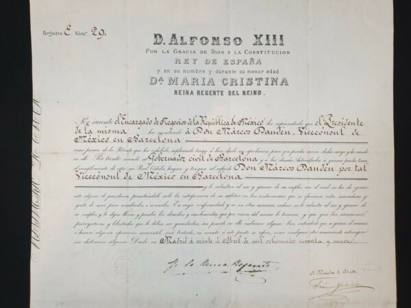 Queen of Spain Maria Cristina Signed Autographed Royal Document Spanish Royalty - Image 2