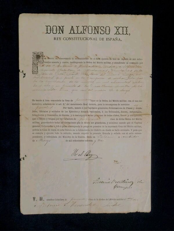 King Spain Alfonso XII Signed Royal Document Yo El Rey Spanish Royalty Coat Arms - Image 2