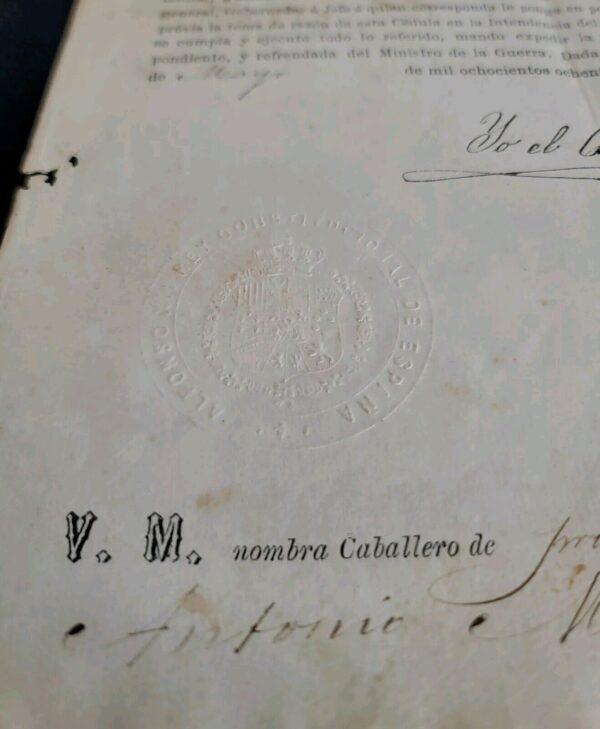 King Spain Alfonso XII Signed Royal Document Yo El Rey Spanish Royalty Coat Arms - Image 9