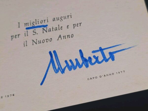 1976 King of Italy Umberto II Signed Christmas Card Italian Royalty Autograph IT - Image 2