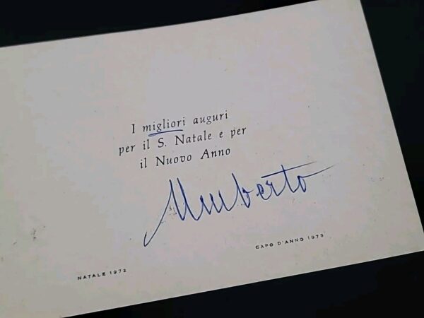 1972 King of Italy Umberto II Signed Christmas Card Italian Royalty Autograph IT - Image 3