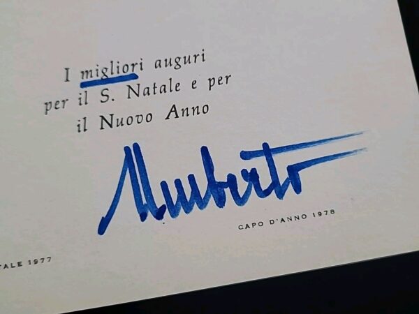 1977 King of Italy Umberto II Signed Christmas Card Italian Royalty Autograph IT - Image 2