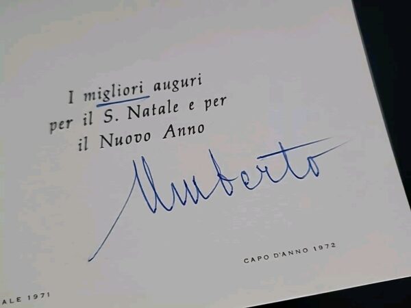 1971 King of Italy Umberto II Signed Christmas Card Italian Royalty Autograph IT - Image 2