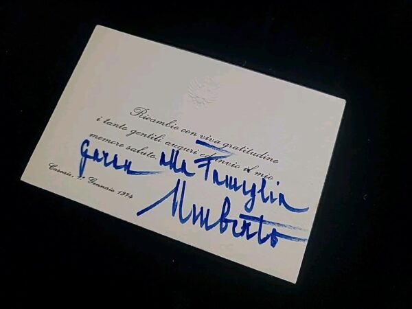 1974 King of Italy Umberto II Signed Christmas Card Italian Royalty Autograph IT - Image 4