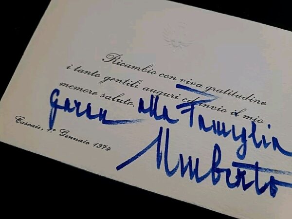 1974 King of Italy Umberto II Signed Christmas Card Italian Royalty Autograph IT - Image 5