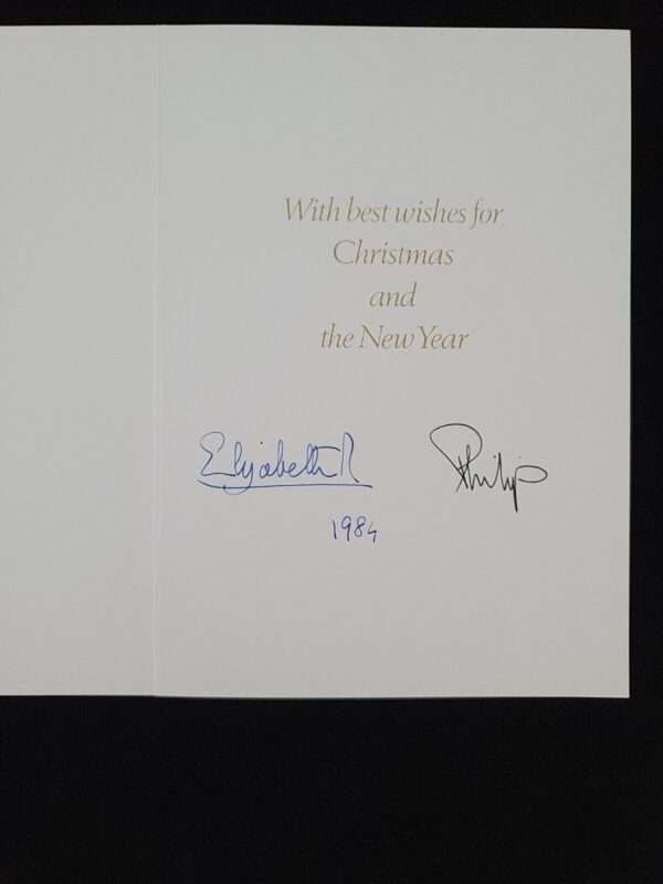 1984 Queen Elizabeth II Signed Christmas Card Prince Philip Duke British Royalty - Image 4