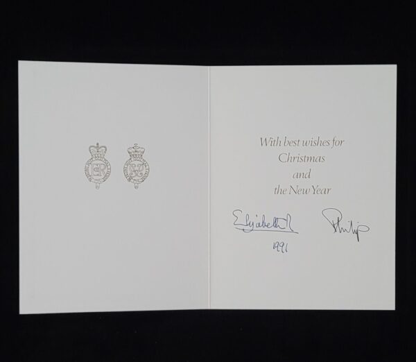 1991 Queen Elizabeth II Signed Christmas Card Autograph Signature Order Garter - Image 9