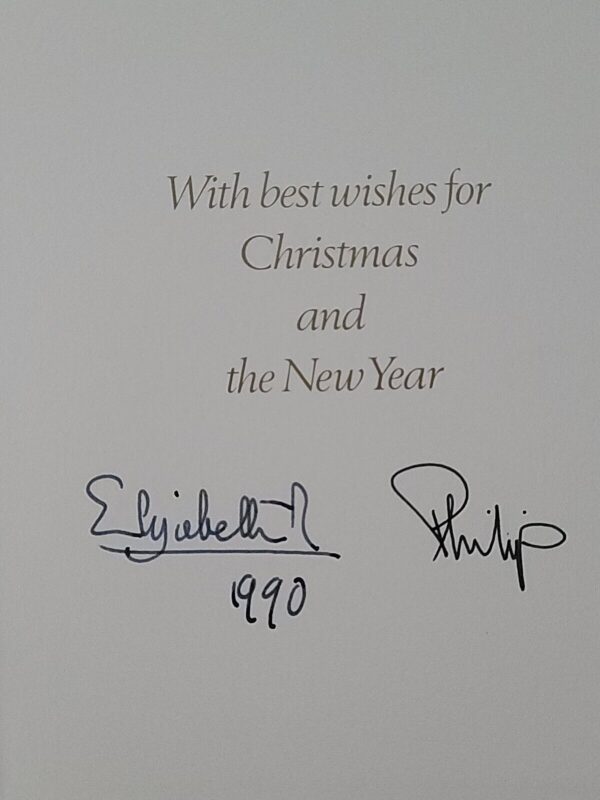 1990 Queen Elizabeth II Signed Royal Christmas Card Prince Philip Duke Edinburgh - Image 5