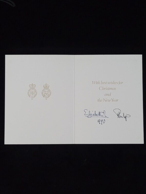 1990 Queen Elizabeth II Signed Royal Christmas Card Prince Philip Duke Edinburgh - Image 12