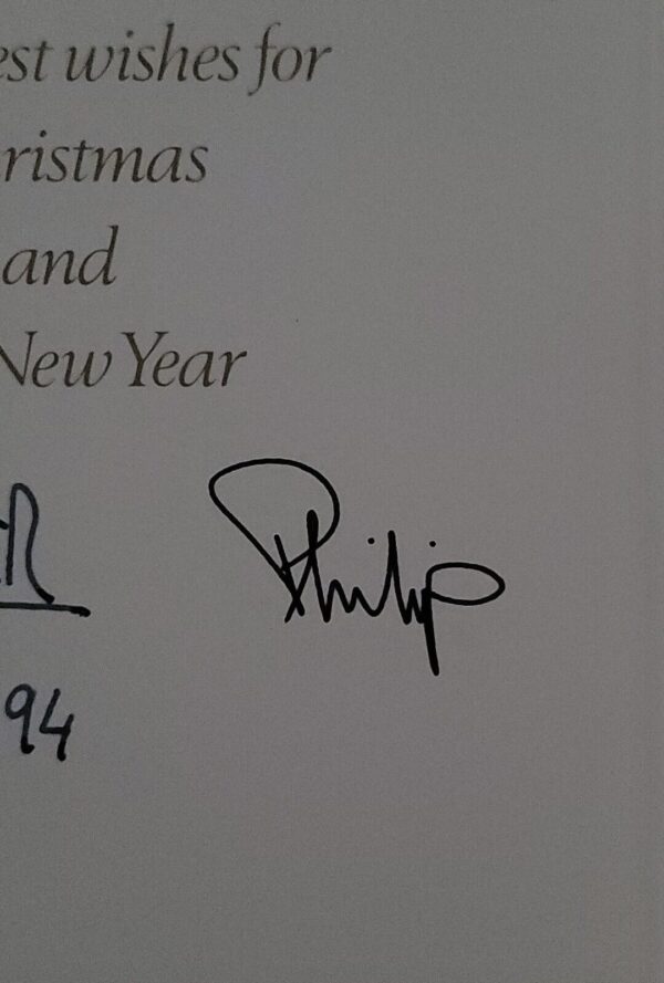 1994 Queen Elizabeth II Signed Christmas Card Royal Autograph British Royalty UK - Image 9