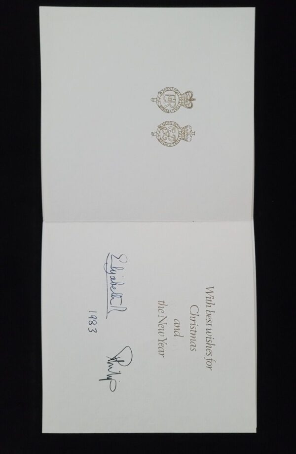 1983 Queen Elizabeth II Signed Royal Family Card Prince Philip Britis Royalty UK - Image 9