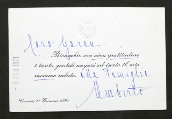 Royalty King Umberto II Italy Savoy Signed Royal Document Autograph Manuscript