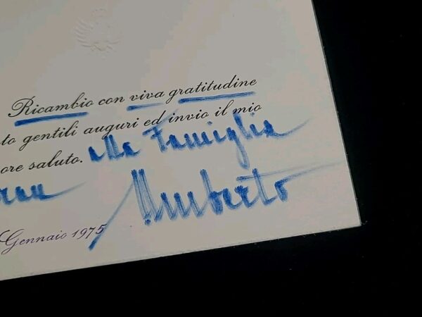 Umberto II Signed Royal Card Autographed King of Italy Emperor Ethiopia Royalty