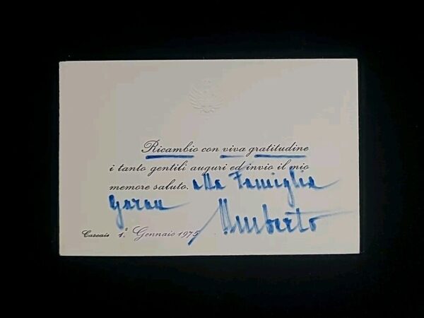 Umberto II Signed Royal Card Autographed King of Italy Emperor Ethiopia Royalty - Image 2