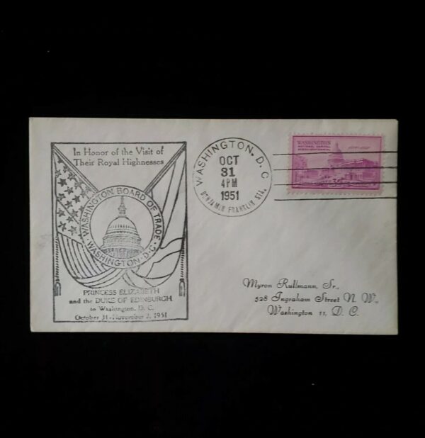 1951 Princess Elizabeth Queen Elizabeth II Royal Visit Washington DC Envelope UK