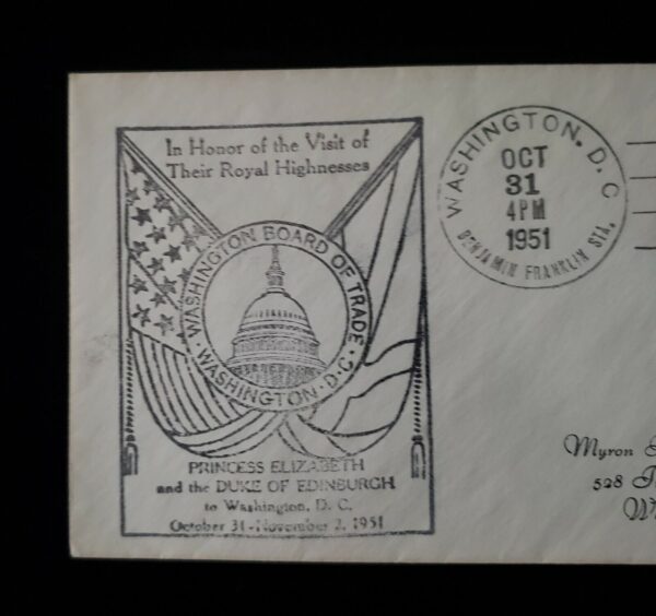 1951 Princess Elizabeth Queen Elizabeth II Royal Visit Washington DC Envelope UK - Image 4