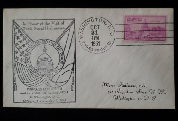 1951 Princess Elizabeth Queen Elizabeth II Royal Visit Washington DC Envelope UK - Image 6