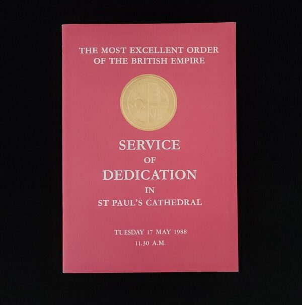 1988 Statutes Order The British Empire Booklet Elizabeth II Service Dedication