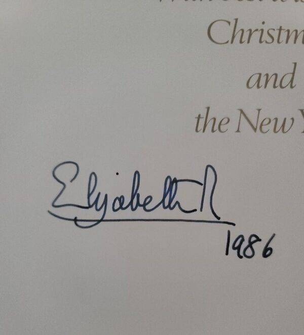 1986 Queen Elizabeth II Autograph Royal Christmas Card British Royalty Prince UK - Image 3