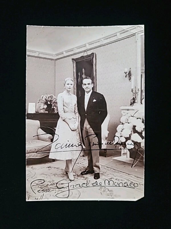 1956 Princess Grace of Monaco Signed Prince Rainer Autographed Wedding Day Photo