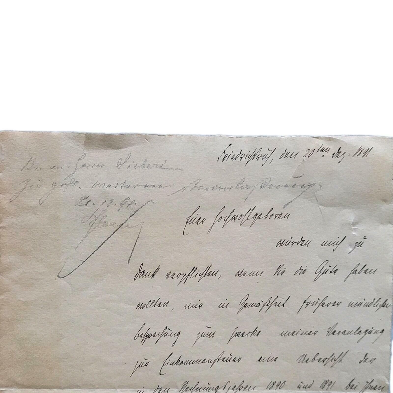 Otto Von Bismarck Signed Handwritten Historical Manuscript Letter Personal Taxes - Image 5