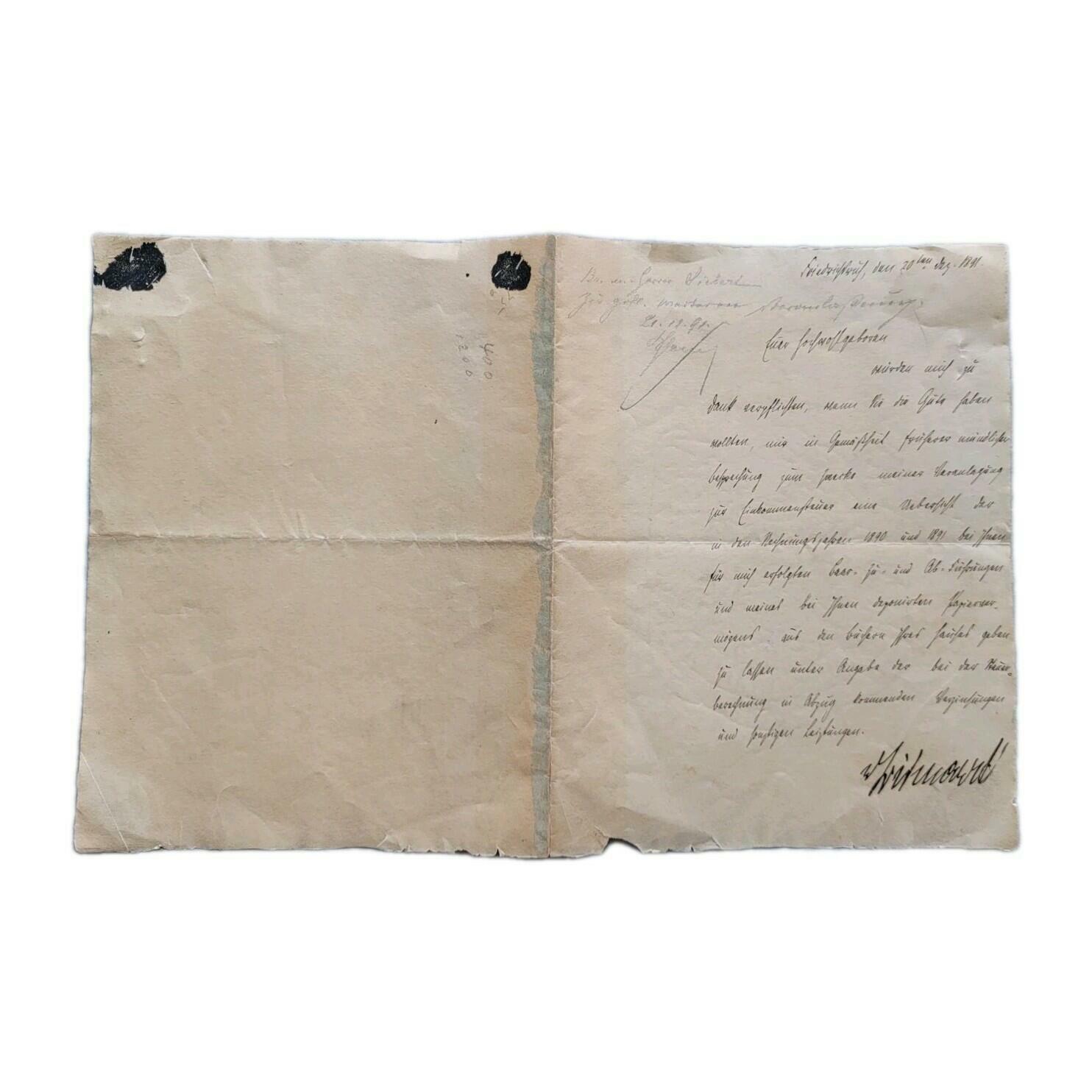 Otto Von Bismarck Signed Handwritten Historical Manuscript Letter Personal Taxes - Image 12