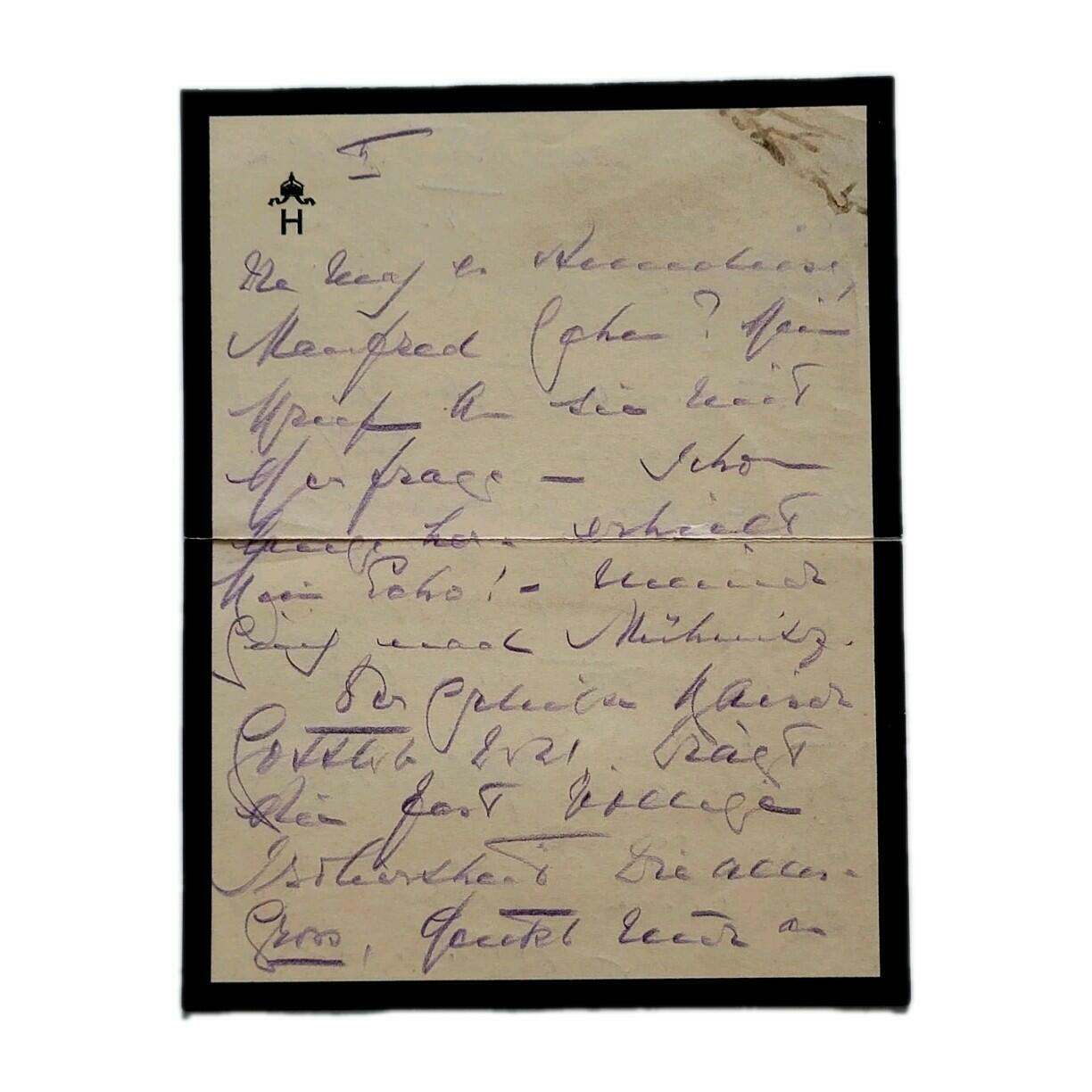 Empress Hermine Signed Royal Letter to Manfred von Richthofen Kaiser Wilhelm II
